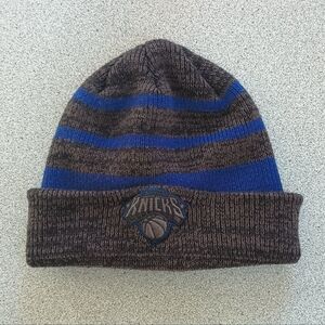 New York Knicks NBA Striped Knit Beanie Hat (One Size)